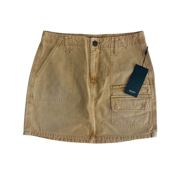 Hudson Denim Mini Skirt Women Sz 26 Yellow 100% Cotton Pocket Summer NWT - Picture 2 of 11